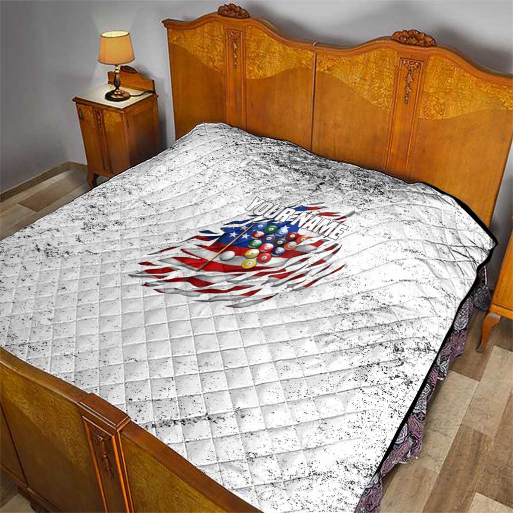 Custom American Flag Billiards Quilt with Ripped Design Pool Ball Graphic - Wonder Print Shop