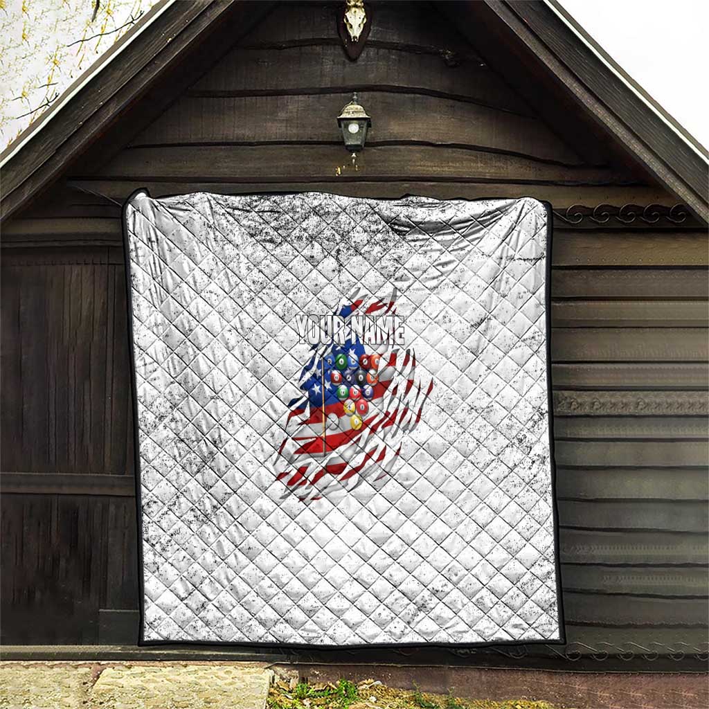 Custom American Flag Billiards Quilt with Ripped Design Pool Ball Graphic - Wonder Print Shop