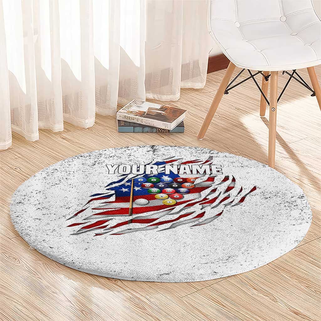 Custom American Flag Billiards Round Carpet with Ripped Design Pool Ball Graphic - Wonder Print Shop