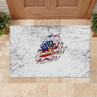 Custom American Flag Billiards Rubber Doormat with Ripped Design Pool Ball Graphic - Wonder Print Shop