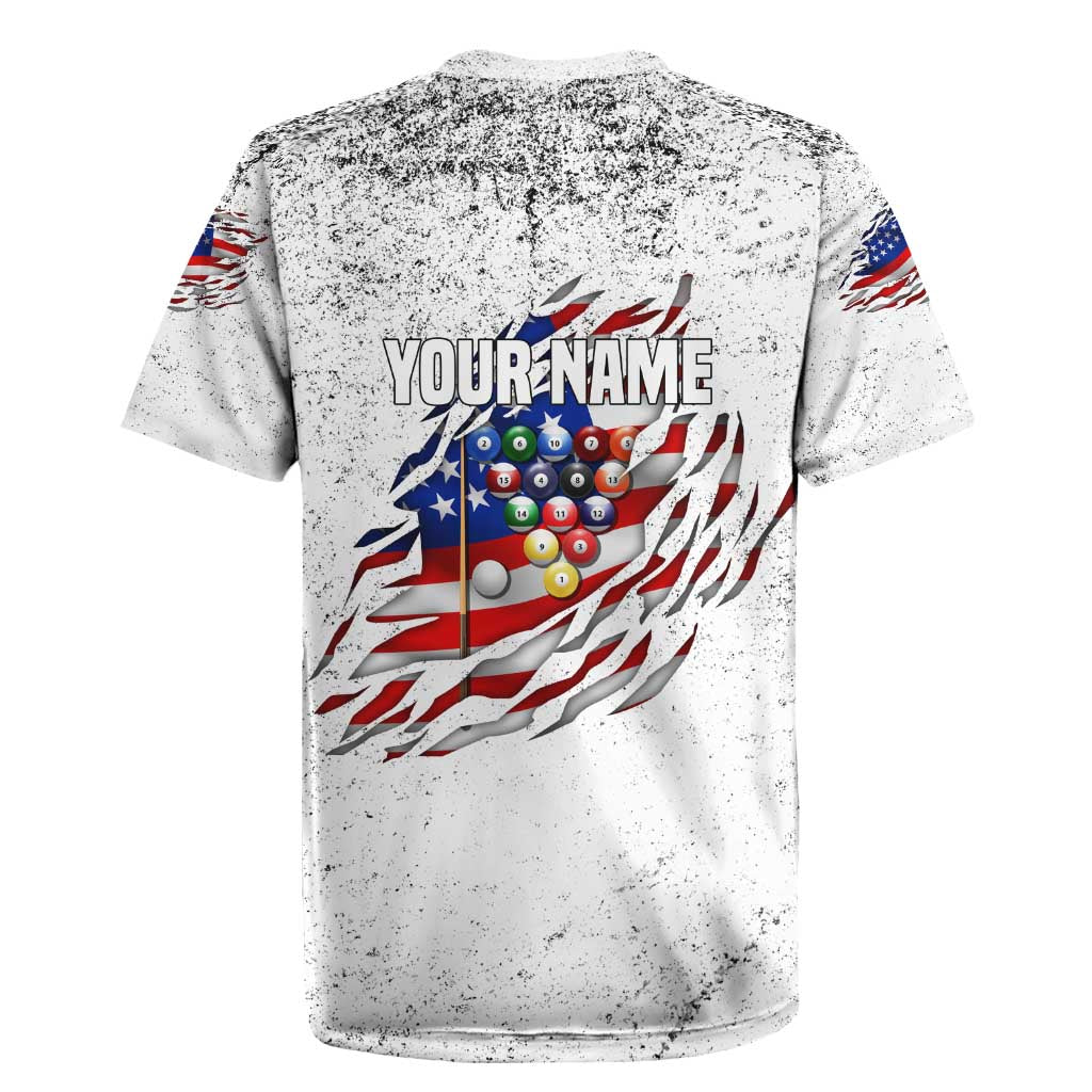 Custom American Flag Billiards Rugby Jersey with Ripped Design Pool Ball Graphic - Wonder Print Shop