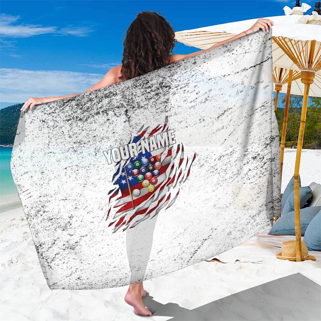 Custom American Flag Billiards Sarong with Ripped Design Pool Ball Graphic - Wonder Print Shop