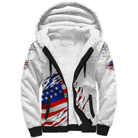 Custom American Flag Billiards Sherpa Hoodie with Ripped Design Pool Ball Graphic - Wonder Print Shop