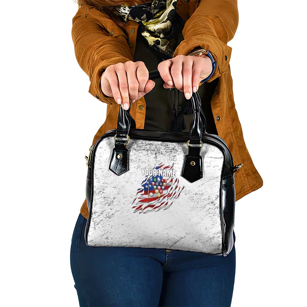 Custom American Flag Billiards Shoulder Handbag with Ripped Design Pool Ball Graphic - Wonder Print Shop