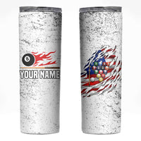 Custom American Flag Billiards Skinny Tumbler with Ripped Design Pool Ball Graphic - Wonder Print Shop