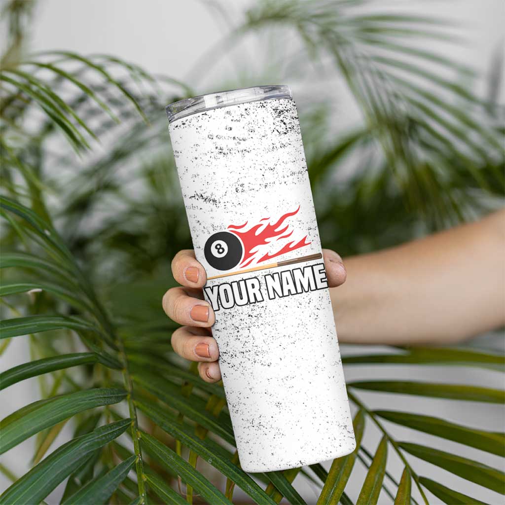 Custom American Flag Billiards Skinny Tumbler with Ripped Design Pool Ball Graphic - Wonder Print Shop