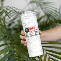 Custom American Flag Billiards Skinny Tumbler with Ripped Design Pool Ball Graphic - Wonder Print Shop