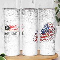Custom American Flag Billiards Skinny Tumbler with Ripped Design Pool Ball Graphic - Wonder Print Shop