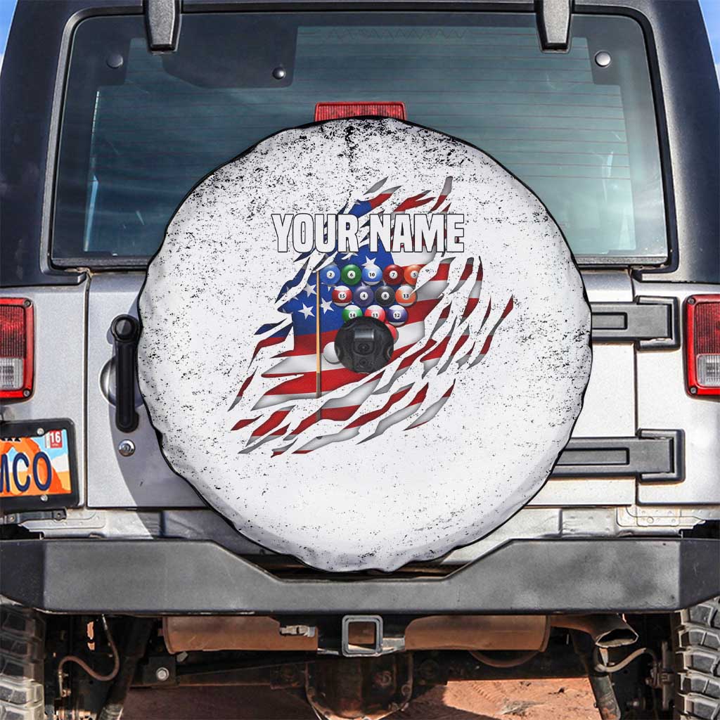 Custom American Flag Billiards Spare Tire Cover with Ripped Design Pool Ball Graphic - Wonder Print Shop