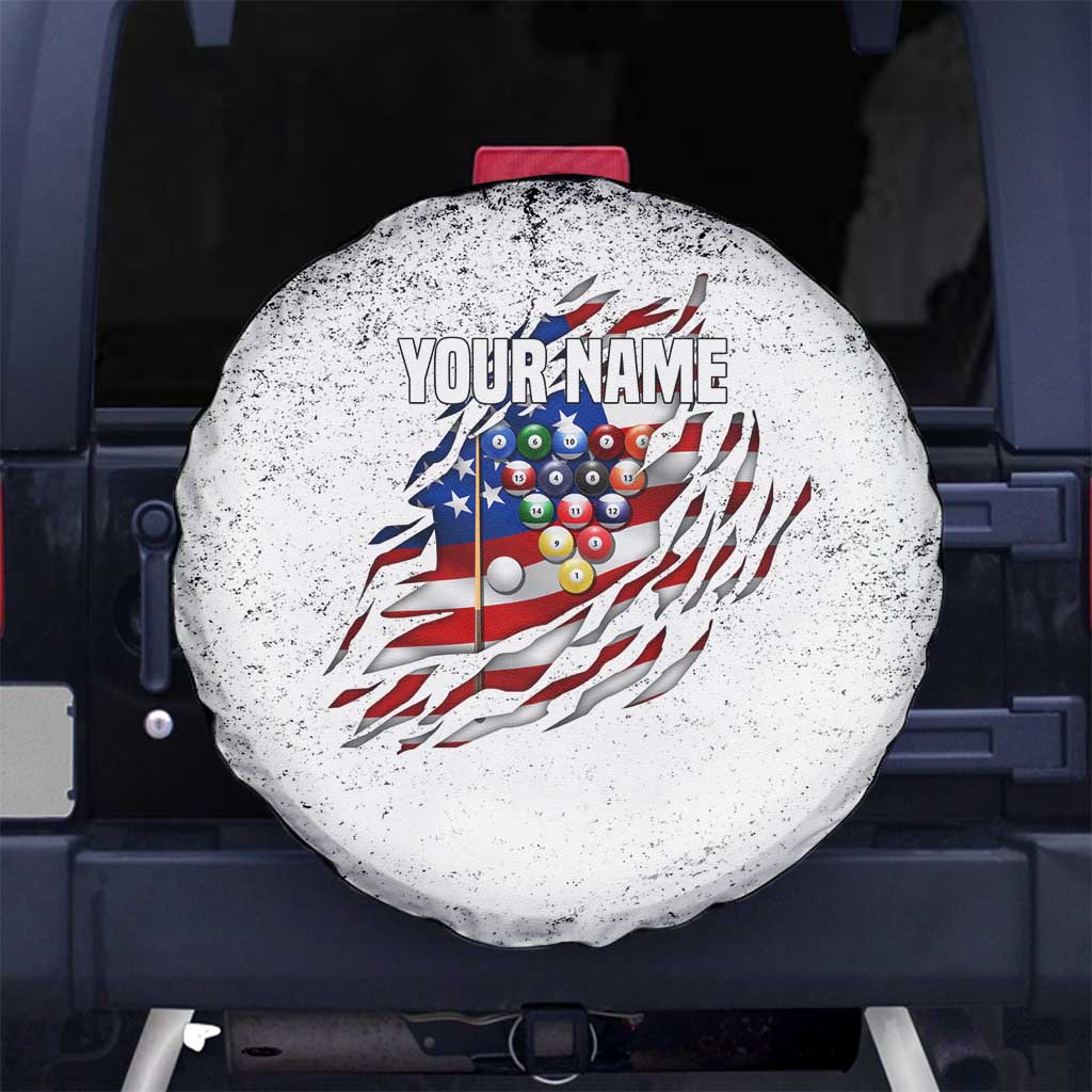 Custom American Flag Billiards Spare Tire Cover with Ripped Design Pool Ball Graphic - Wonder Print Shop