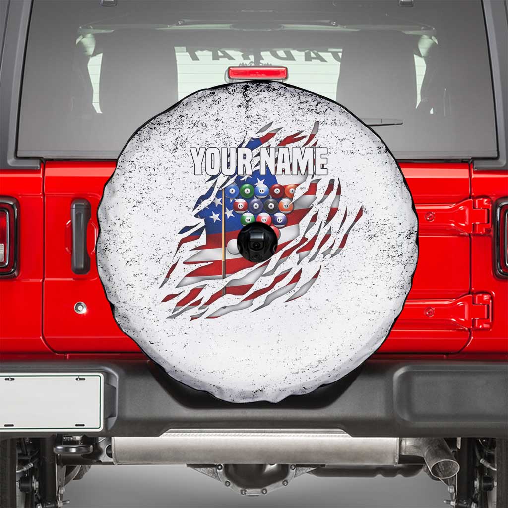 Custom American Flag Billiards Spare Tire Cover with Ripped Design Pool Ball Graphic - Wonder Print Shop
