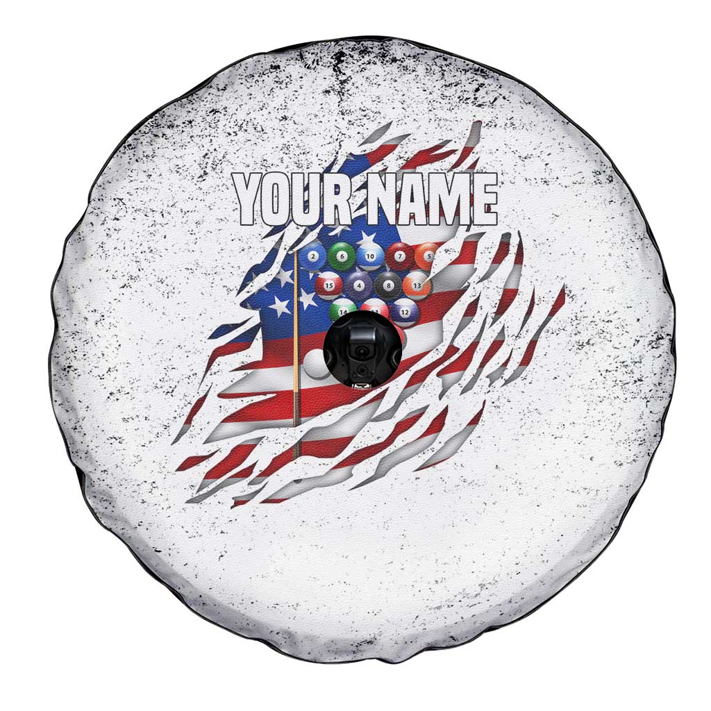 Custom American Flag Billiards Spare Tire Cover with Ripped Design Pool Ball Graphic - Wonder Print Shop