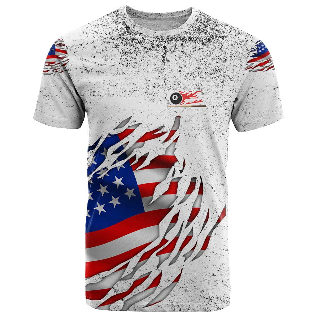 Custom American Flag Billiards T Shirt with Ripped Design Pool Ball Graphic - Wonder Print Shop