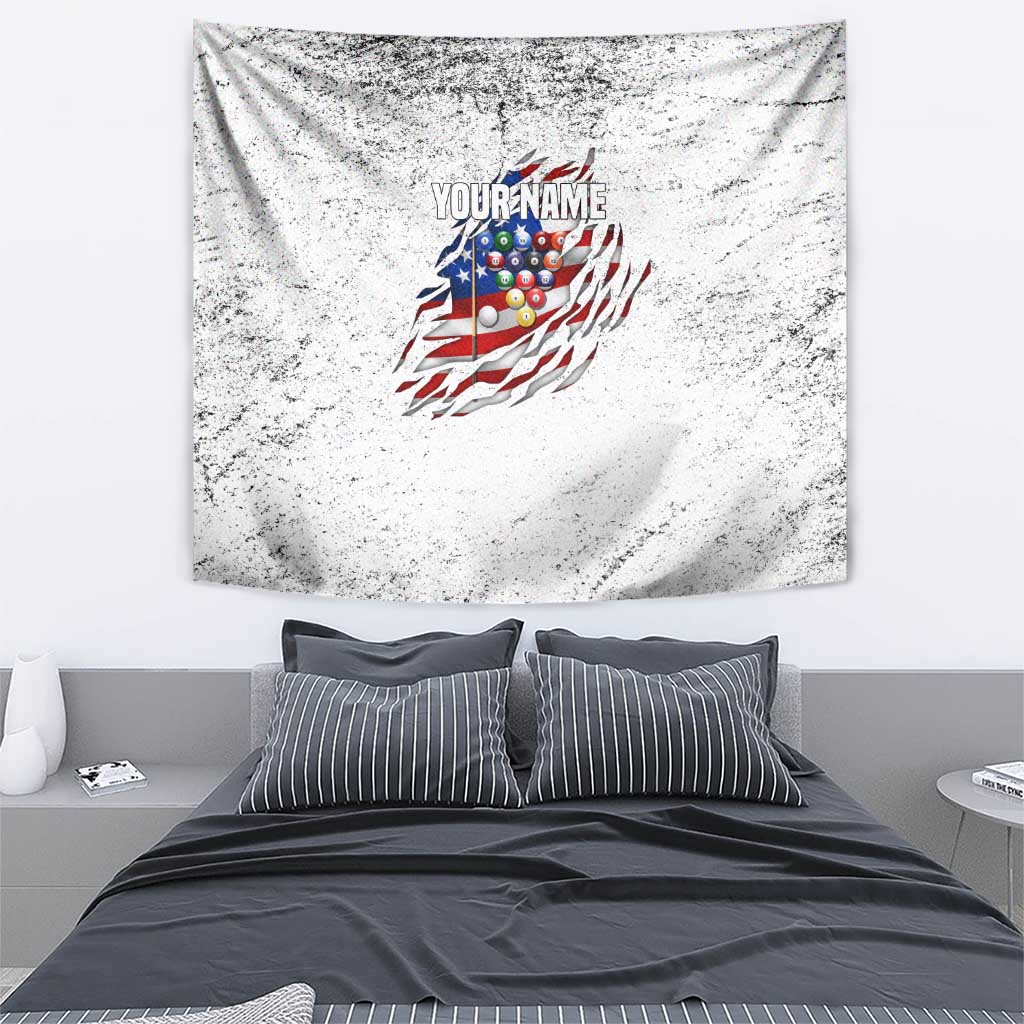 Custom American Flag Billiards Tapestry with Ripped Design Pool Ball Graphic - Wonder Print Shop