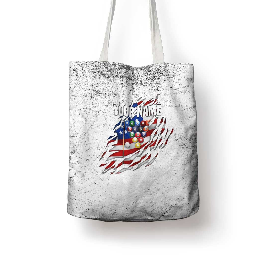 Custom American Flag Billiards Tote Bag with Ripped Design Pool Ball Graphic - Wonder Print Shop