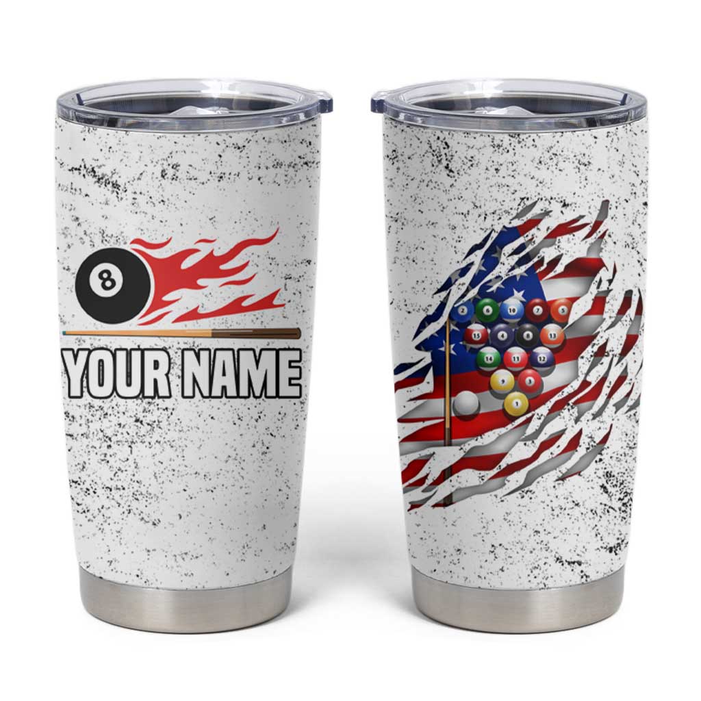 Custom American Flag Billiards Tumbler Cup with Ripped Design Pool Ball Graphic - Wonder Print Shop