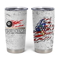 Custom American Flag Billiards Tumbler Cup with Ripped Design Pool Ball Graphic - Wonder Print Shop