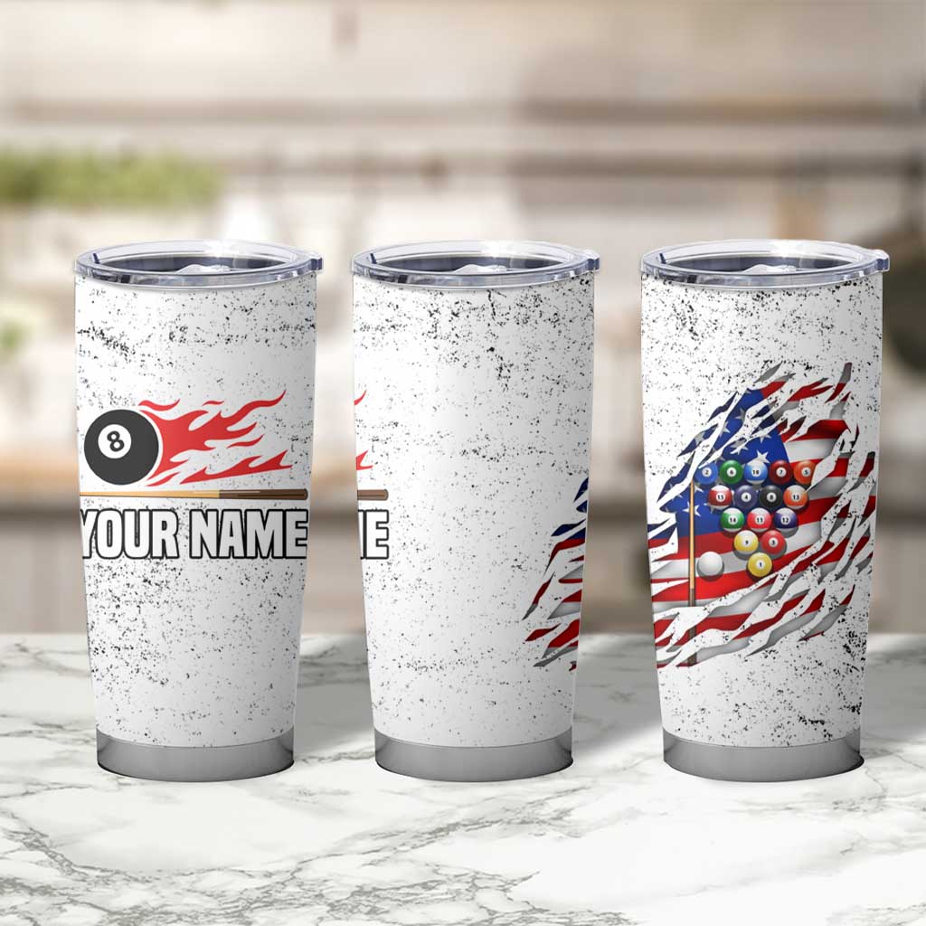 Custom American Flag Billiards Tumbler Cup with Ripped Design Pool Ball Graphic - Wonder Print Shop