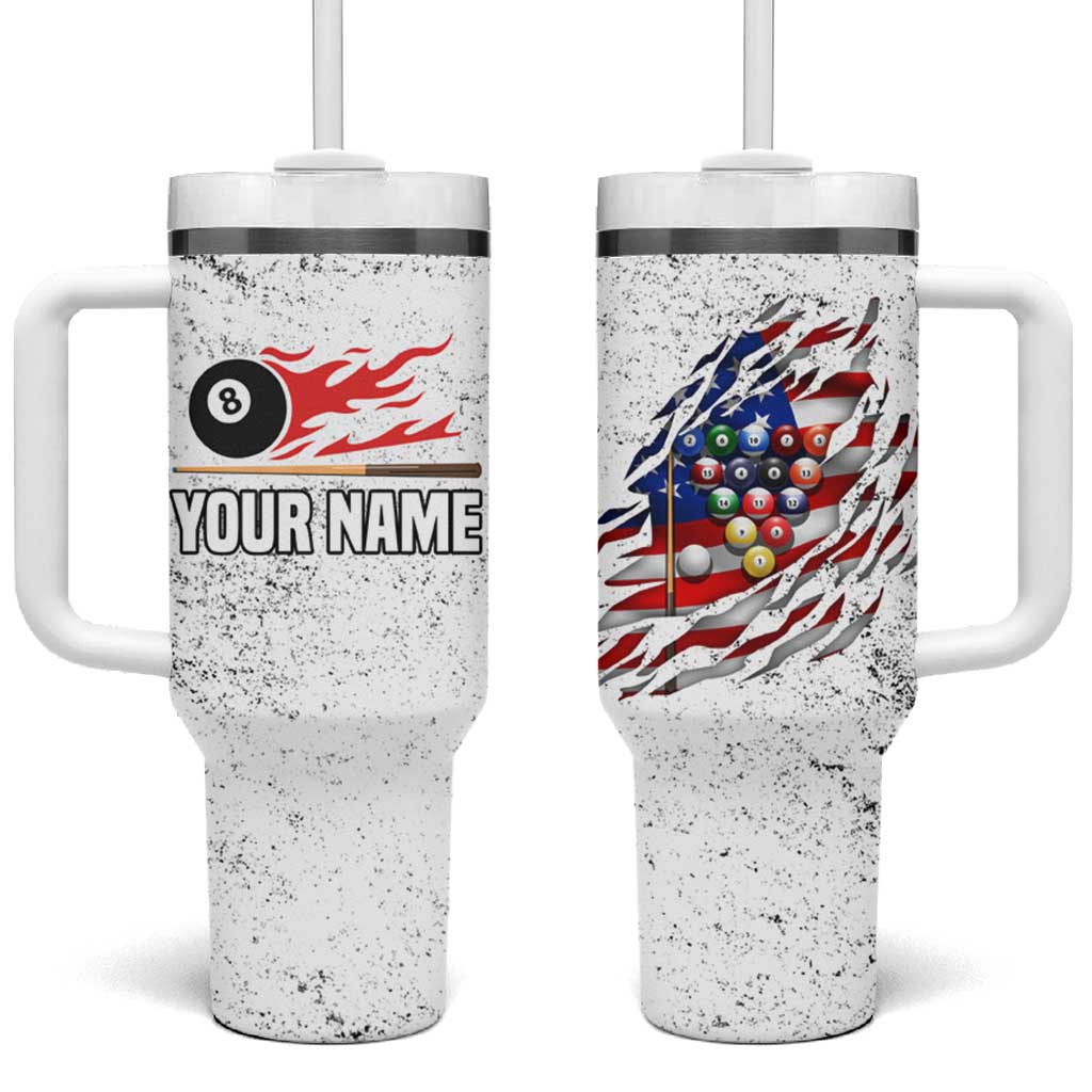 Custom American Flag Billiards Tumbler With Handle with Ripped Design Pool Ball Graphic - Wonder Print Shop