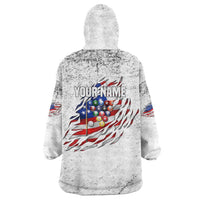 Custom American Flag Billiards Wearable Blanket Hoodie with Ripped Design Pool Ball Graphic - Wonder Print Shop