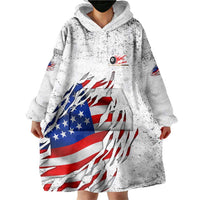 Custom American Flag Billiards Wearable Blanket Hoodie with Ripped Design Pool Ball Graphic - Wonder Print Shop