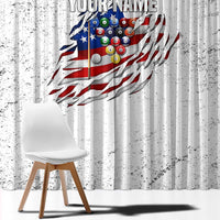 Custom American Flag Billiards Window Curtain with Ripped Design Pool Ball Graphic - undefined