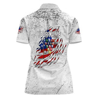 Custom American Flag Billiards Women Polo Shirt with Ripped Design Pool Ball Graphic - Wonder Print Shop