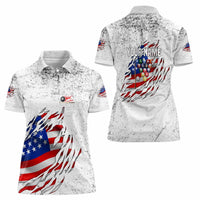 Custom American Flag Billiards Women Polo Shirt with Ripped Design Pool Ball Graphic - Wonder Print Shop