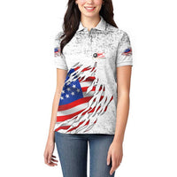 Custom American Flag Billiards Women Polo Shirt with Ripped Design Pool Ball Graphic - Wonder Print Shop