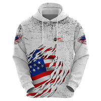 Custom American Flag Billiards Zip Hoodie with Ripped Design Pool Ball Graphic - Wonder Print Shop