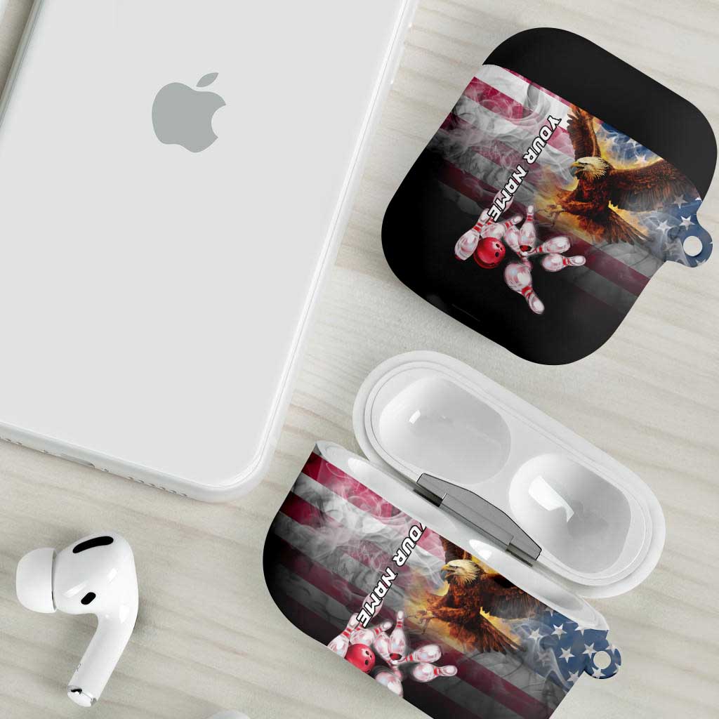 Custom Patriotic Eagle Bowling AirPods Case with American Flag Strike Design - Wonder Print Shop