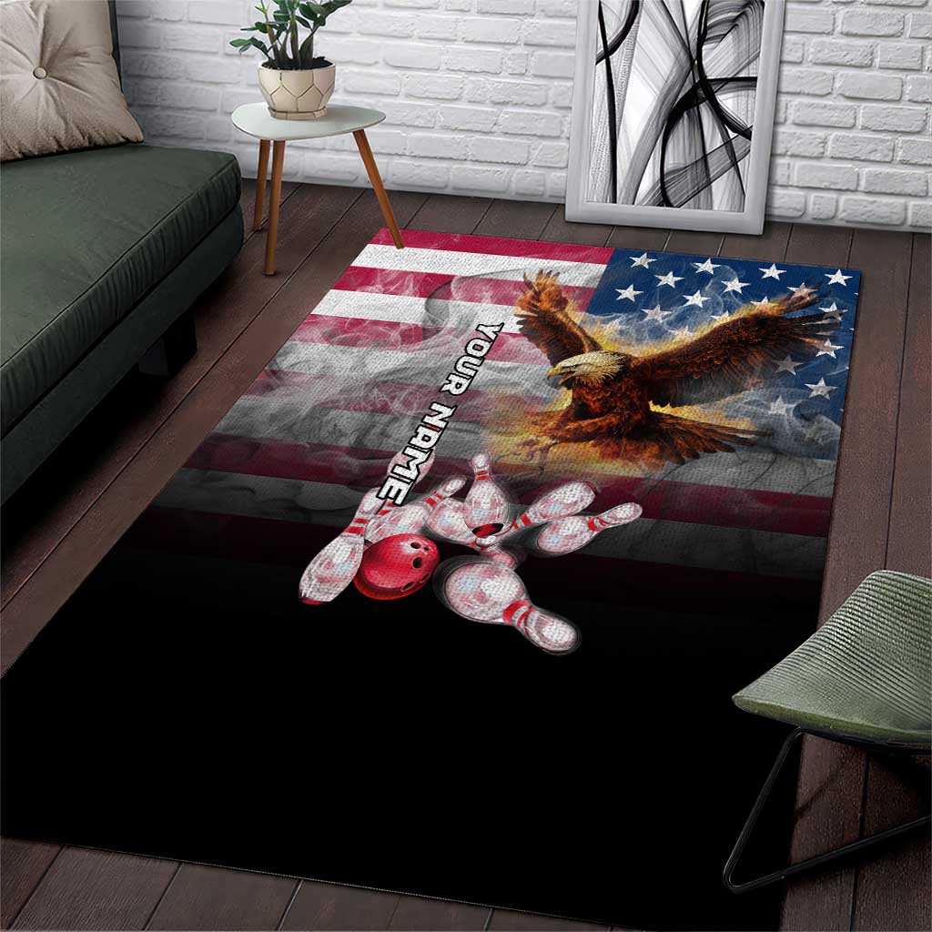 Custom Patriotic Eagle Bowling Area Rug with American Flag Strike Design - Wonder Print Shop