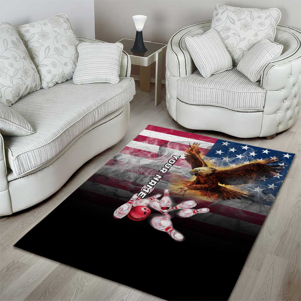 Custom Patriotic Eagle Bowling Area Rug with American Flag Strike Design - Wonder Print Shop
