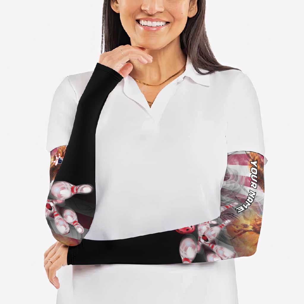 Custom Patriotic Eagle Bowling Arm Sleeves with American Flag Strike Design - Wonder Print Shop