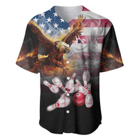 Custom Patriotic Eagle Bowling Baseball Jersey with American Flag Strike Design - Wonder Print Shop