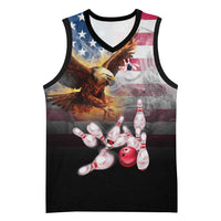 Custom Patriotic Eagle Bowling Basketball Jersey with American Flag Strike Design - Wonder Print Shop