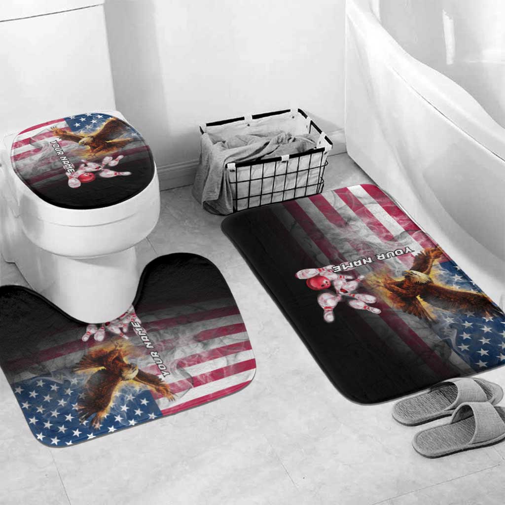 Custom Patriotic Eagle Bowling Bathroom Set with American Flag Strike Design - Wonder Print Shop