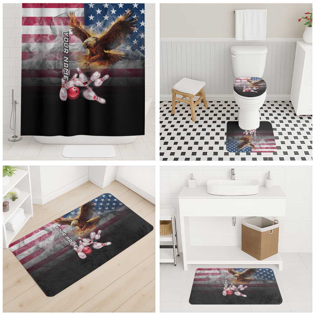 Custom Patriotic Eagle Bowling Bathroom Set with American Flag Strike Design - Wonder Print Shop