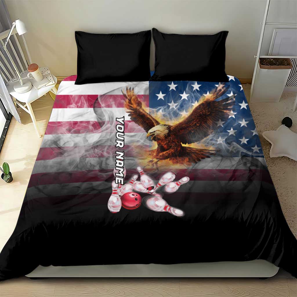 Custom Patriotic Eagle Bowling Bedding Set with American Flag Strike Design - Wonder Print Shop