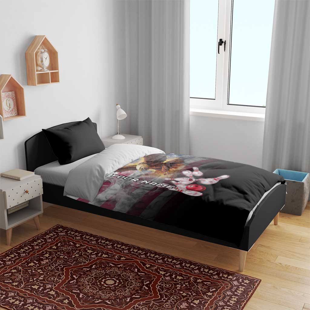 Custom Patriotic Eagle Bowling Bedding Set with American Flag Strike Design - Wonder Print Shop