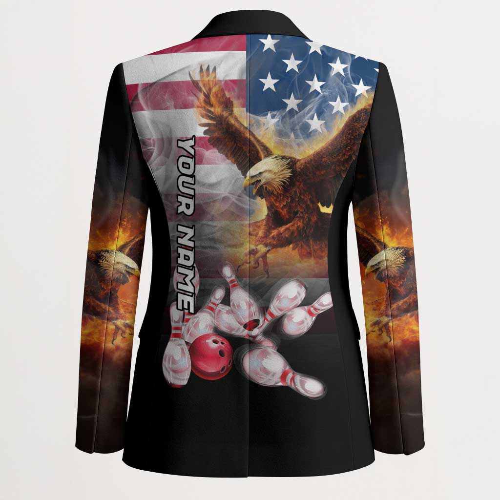Custom Patriotic Eagle Bowling Blazer with American Flag Strike Design - Wonder Print Shop