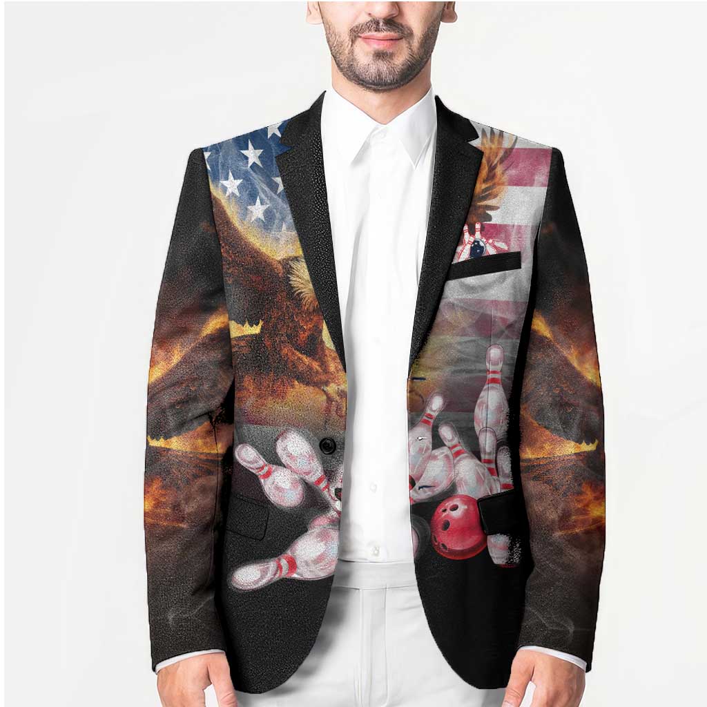 Custom Patriotic Eagle Bowling Blazer with American Flag Strike Design - Wonder Print Shop