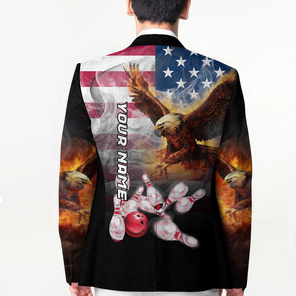 Custom Patriotic Eagle Bowling Blazer with American Flag Strike Design - Wonder Print Shop