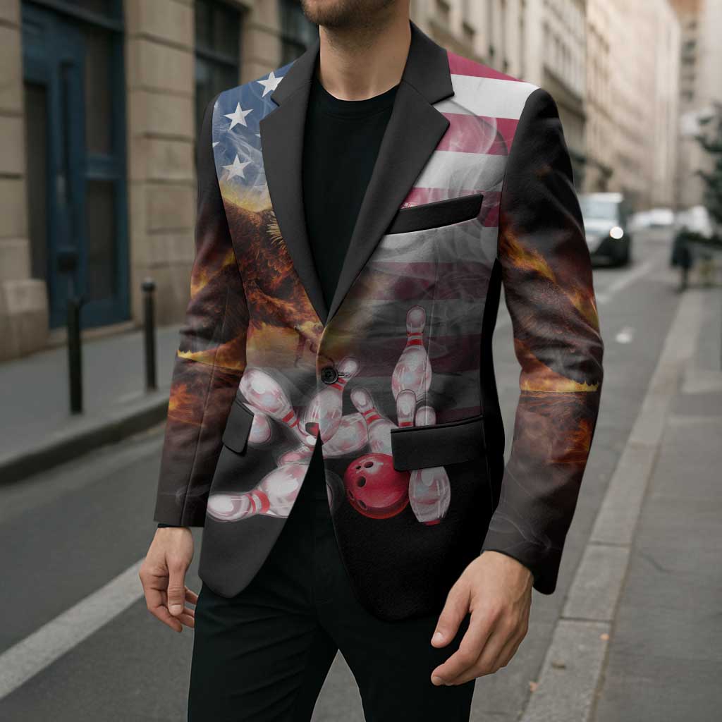 Custom Patriotic Eagle Bowling Blazer with American Flag Strike Design - Wonder Print Shop