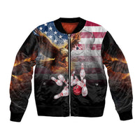 Custom Patriotic Eagle Bowling Bomber Jacket with American Flag Strike Design - Wonder Print Shop