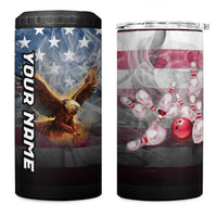 Custom Patriotic Eagle Bowling 4 in 1 Can Cooler Tumbler with American Flag Strike Design - Wonder Print Shop