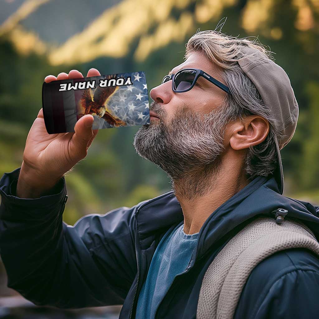 Custom Patriotic Eagle Bowling 4 in 1 Can Cooler Tumbler with American Flag Strike Design - Wonder Print Shop