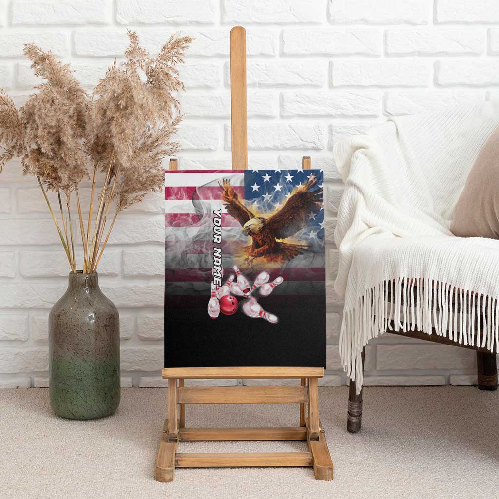 Custom Patriotic Eagle Bowling Canvas Wall Art with American Flag Strike Design - Wonder Print Shop