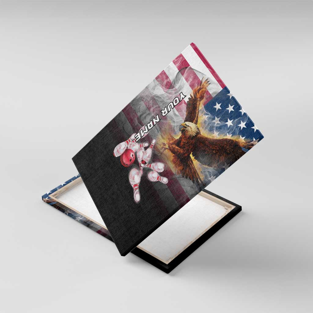 Custom Patriotic Eagle Bowling Canvas Wall Art with American Flag Strike Design - Wonder Print Shop