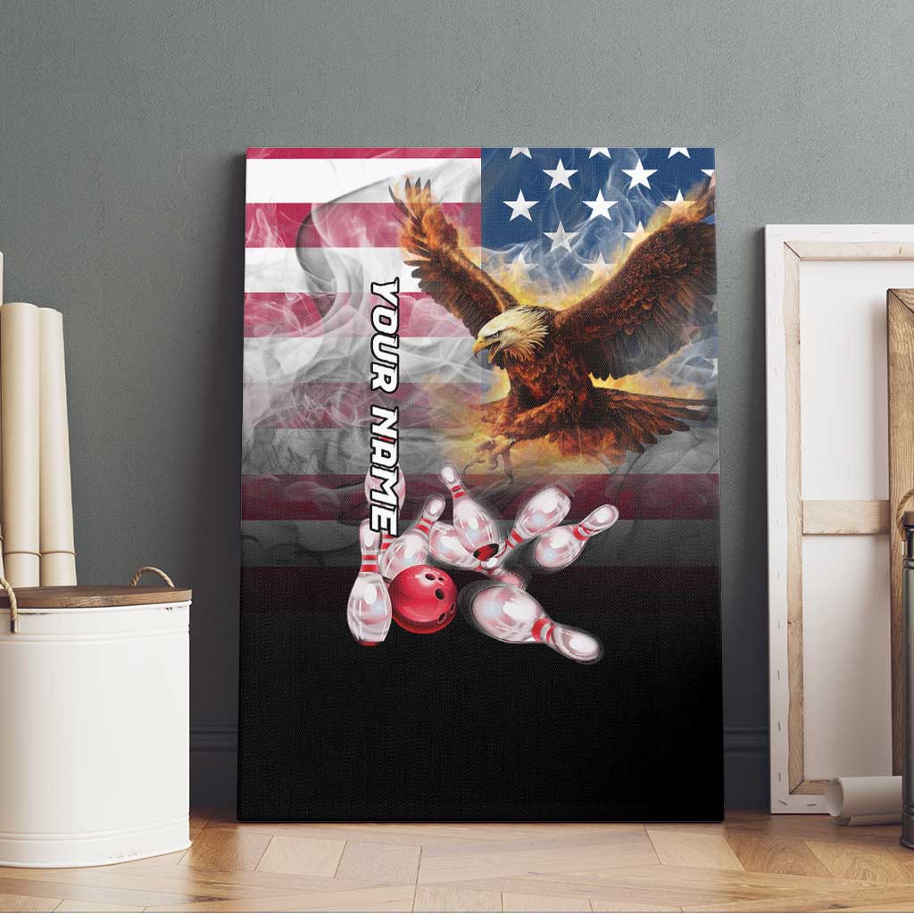 Custom Patriotic Eagle Bowling Canvas Wall Art with American Flag Strike Design - Wonder Print Shop
